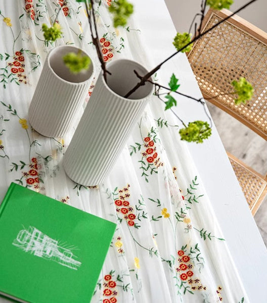 Spring Flower Rectangular Tablecloth for Oval Table, Extra Large Lace Tablecloths, Lace Embroidered Table Covers, Rectangular Table Covers for Coffee Table-Silvia Home Craft