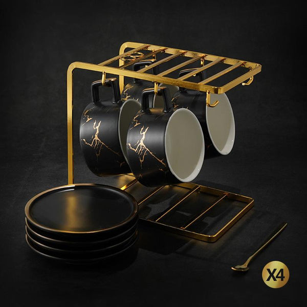 Large Tea Cup, White Coffee Cup, Black Coffee Mug, Ceramic Cup, Coffee Cup and Saucer Set-Silvia Home Craft