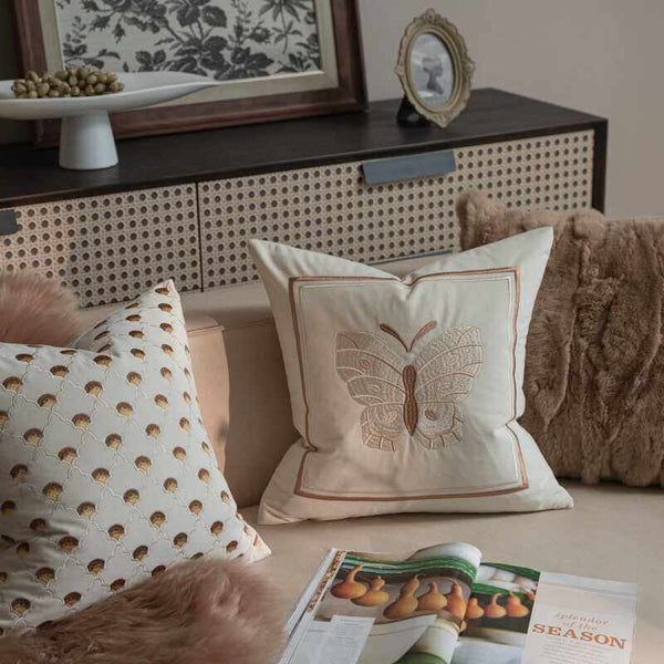 Decorative Pillow Arrangement Ideas for Couch, Modern Decorative Pillows for Bedroom, Embroidered Butterfly Pillow Covers, Large Decorative Throw Pillows for Living Room-Silvia Home Craft