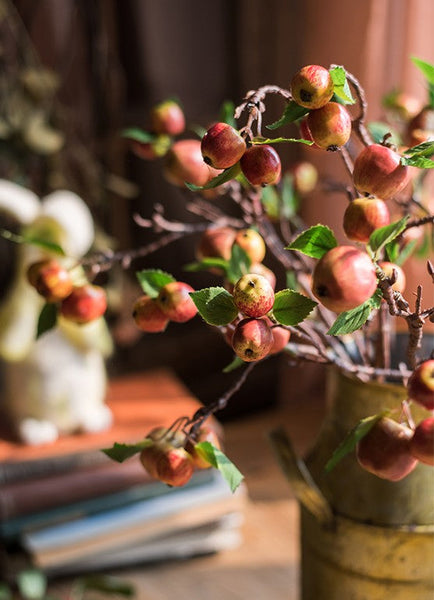 Green Apple Branch, Fruit Branch, Table Centerpiece, Beautiful Modern Flower Arrangement Ideas for Home Decoration, Simple Artificial Floral for Dining Room-Silvia Home Craft