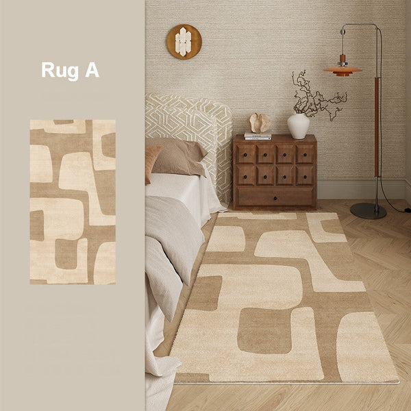 Abstract Modern Rugs for Living Room, Contemporary Modern Rugs Next to Bed, Geometric Modern Rugs under Dining Room Table, Brown Modern Carpets for Office-Silvia Home Craft