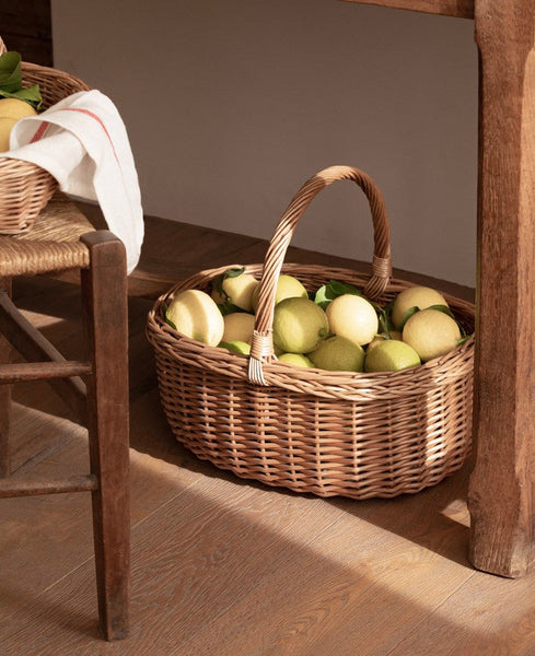 Lovely Willow Weaving Baskets for Vegetable, Large Picnic Food Basket with Handle, Natural Hand-woven Wicker Storage Basket, Natural Fruit Basket, Kitchen Storage Baskets-Silvia Home Craft