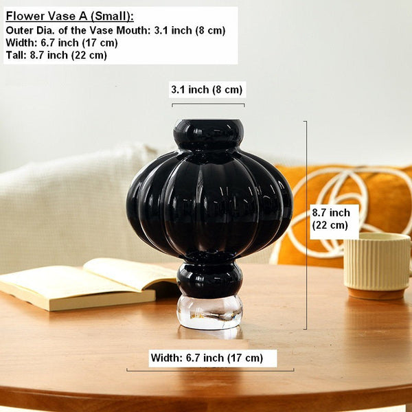 Black Glaze Vase, Contemporary Vases for Modern Home Decor, Black Glass Bud Vases, Handmade Liuli Vases, Centerpiece Vases on Table-Silvia Home Craft