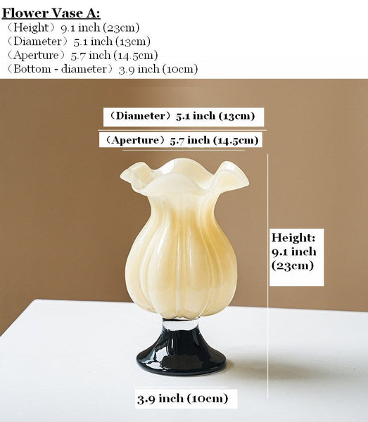 Centerpiece Contemporary Vases on Table, Mid Century Glass Vases, Unique Decorative Glass Vase, Handmade Modern Vases for Living Room, Modern Glass Vase for Flowers-Silvia Home Craft