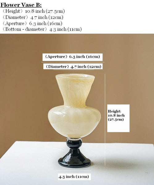 Unique Decorative Glass Vase, Centerpiece Contemporary Vases on Table, Mid Century Glass Vases, Handmade Modern Vases for Living Room, Modern Glass Vase for Flowers-Silvia Home Craft