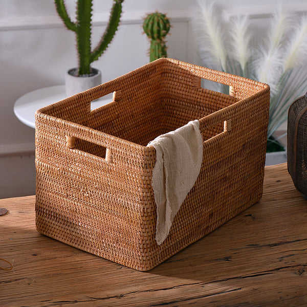 Oversized Laundry Storage Baskets, Round Storage Baskets, Storage Baskets for Clothes, Extra Large Rattan Storage Baskets, Storage Baskets for Bathroom-Silvia Home Craft