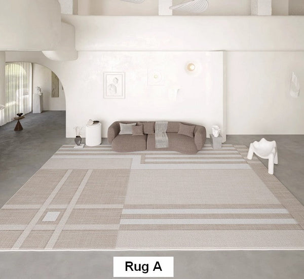 Geometric Modern Rug Placement Ideas for Living Room, Contemporary Area Rugs for Dining Room, Modern Rug Ideas for Bedroom-Silvia Home Craft