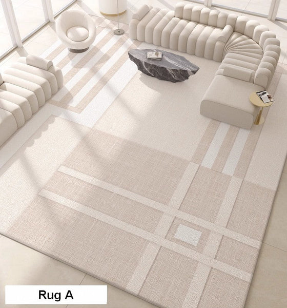 Geometric Modern Rug Placement Ideas for Living Room, Contemporary Area Rugs for Dining Room, Modern Rug Ideas for Bedroom-Silvia Home Craft