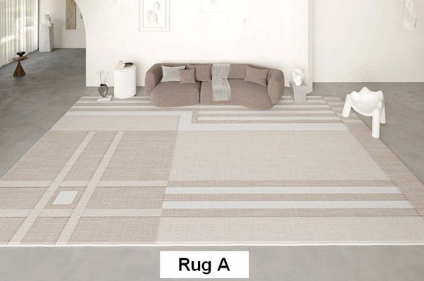 Geometric Modern Rug Placement Ideas for Living Room, Contemporary Area Rugs for Dining Room, Modern Rug Ideas for Bedroom-Silvia Home Craft