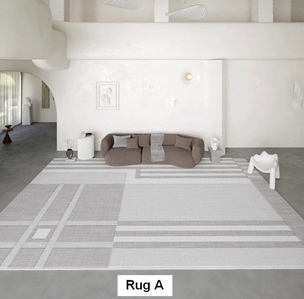 Modern Abstract Rugs under Dining Room Table, Geometric Modern Carpets for Bedroom, Modern Grey Rugs for Living Room-Silvia Home Craft