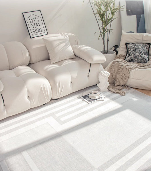 Geometric Modern Carpets for Bedroom, Modern Grey Rugs for Living Room, Modern Abstract Rugs under Dining Room Table-Silvia Home Craft