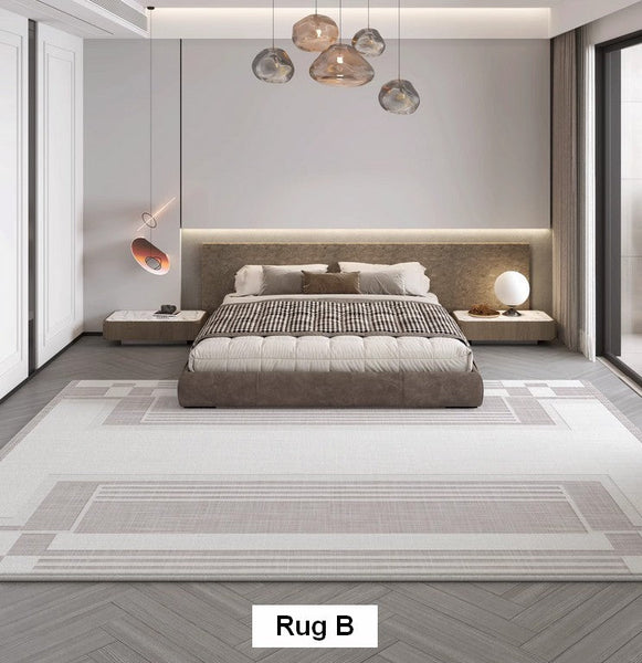 Modern Abstract Rugs under Dining Room Table, Geometric Modern Carpets for Bedroom, Modern Grey Rugs for Living Room-Silvia Home Craft