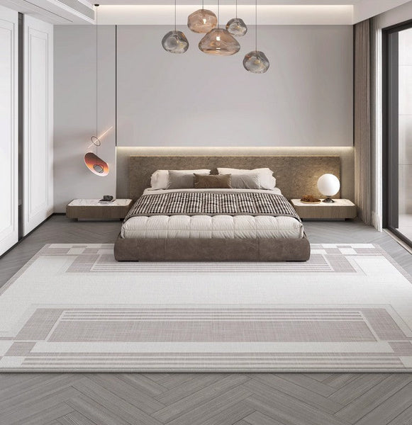 Modern Abstract Rugs under Dining Room Table, Geometric Modern Carpets for Bedroom, Modern Grey Rugs for Living Room-Silvia Home Craft