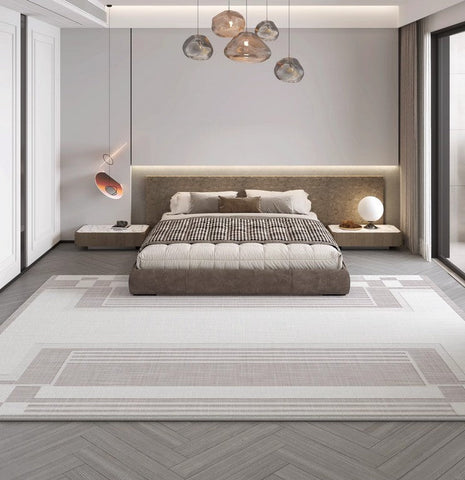 Modern Abstract Rugs under Dining Room Table, Geometric Modern Carpets for Bedroom, Modern Grey Rugs for Living Room-Silvia Home Craft
