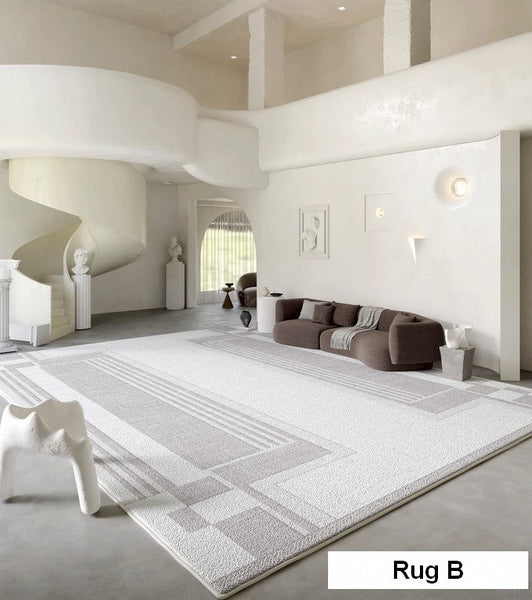 Modern Abstract Rugs under Dining Room Table, Geometric Modern Carpets for Bedroom, Modern Grey Rugs for Living Room-Silvia Home Craft