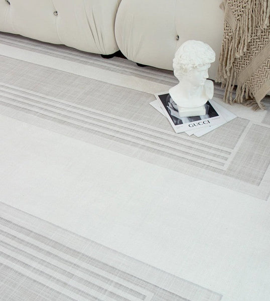 Modern Abstract Rugs under Dining Room Table, Geometric Modern Carpets for Bedroom, Modern Grey Rugs for Living Room-Silvia Home Craft