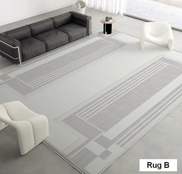 Modern Abstract Rugs under Dining Room Table, Geometric Modern Carpets for Bedroom, Modern Grey Rugs for Living Room-Silvia Home Craft