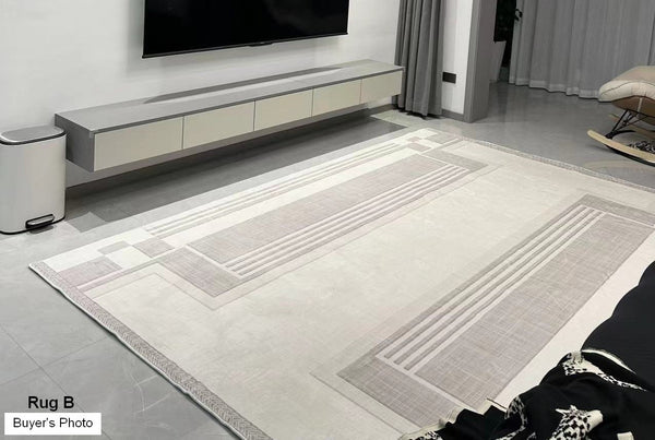 Modern Abstract Rugs under Dining Room Table, Geometric Modern Carpets for Bedroom, Modern Grey Rugs for Living Room-Silvia Home Craft