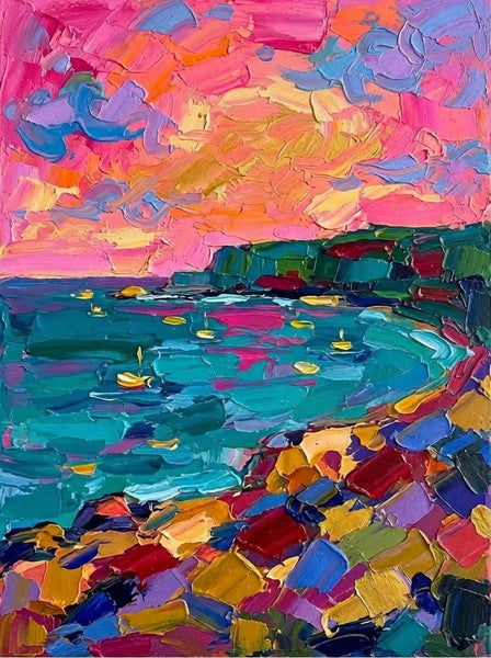 Abstract Seashore Painting, Hand Painted Canvas Art, Impasto Artwork, Original Small Paintings, Palette Knife Paintings, Modern Abstract Painting, Original Abstract Art-Silvia Home Craft