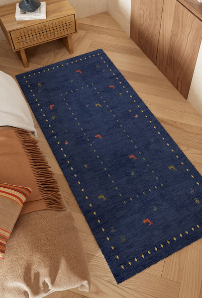 Modern Runner Rugs Next to Bed, Contemporary Runner Rugs for Living Room, Blue Runner Rugs for Hallway, Bathroom Runner Rugs, Kitchen Runner Rugs-Silvia Home Craft