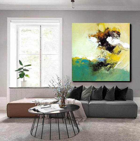 Acrylic Painting for Bedroom, Modern Canvas Painting, Contemporary Artwork, Green Abstract Acrylic Paintings, Hand Painted Canvas Art-Silvia Home Craft