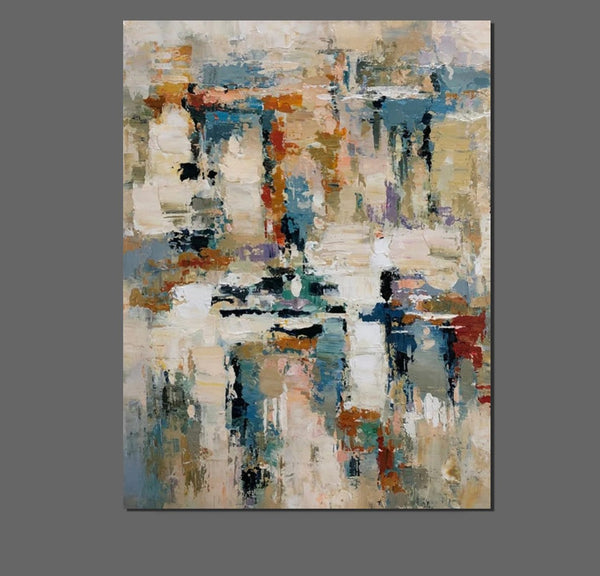 Hand Painted Canvas Art, Modern Paintings for Living Room, Simple Painting Ideas for Bedroom, Palette Knife Paintings-Silvia Home Craft