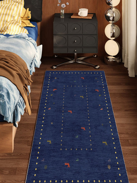 Modern Runner Rugs Next to Bed, Contemporary Runner Rugs for Living Room, Blue Runner Rugs for Hallway, Bathroom Runner Rugs, Kitchen Runner Rugs-Silvia Home Craft