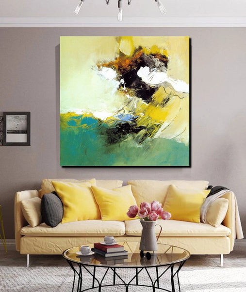 Acrylic Painting for Bedroom, Modern Canvas Painting, Contemporary Artwork, Green Abstract Acrylic Paintings, Hand Painted Canvas Art-Silvia Home Craft