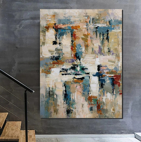 Hand Painted Canvas Art, Modern Paintings for Living Room, Simple Painting Ideas for Bedroom, Palette Knife Paintings-Silvia Home Craft