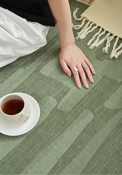 Modern Rug Ideas for Living Room, Green Modern Rugs under Sofa, Abstract Contemporary Rugs for Bedroom, Dining Room Floor Rugs-Silvia Home Craft