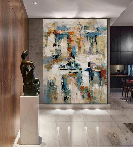 Hand Painted Canvas Art, Modern Paintings for Living Room, Simple Painting Ideas for Bedroom, Palette Knife Paintings-Silvia Home Craft