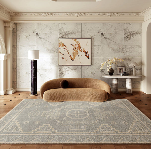 Contemporary Abstract Rugs Next to Bed, Geometric Modern Carpets for Office, Vintage Soft Turkish Rug for Living Room, Large Modern Rugs under Dining Room Table-Silvia Home Craft