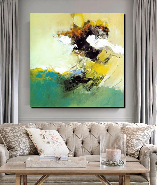 Acrylic Painting for Bedroom, Modern Canvas Painting, Contemporary Artwork, Green Abstract Acrylic Paintings, Hand Painted Canvas Art-Silvia Home Craft