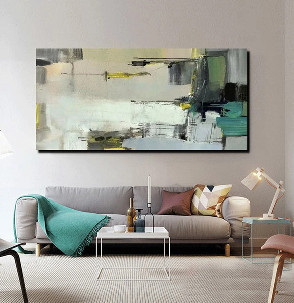 Acrylic Abstract Painting Behind Sofa, Large Painting on Canvas, Living Room Wall Art Paintings, Buy Paintings Online, Acrylic Painting for Sale-Silvia Home Craft
