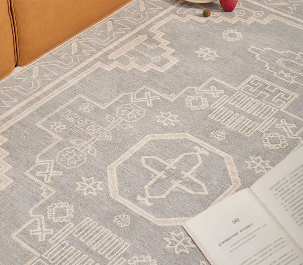 Contemporary Abstract Rugs Next to Bed, Geometric Modern Carpets for Office, Vintage Soft Turkish Rug for Living Room, Large Modern Rugs under Dining Room Table-Silvia Home Craft