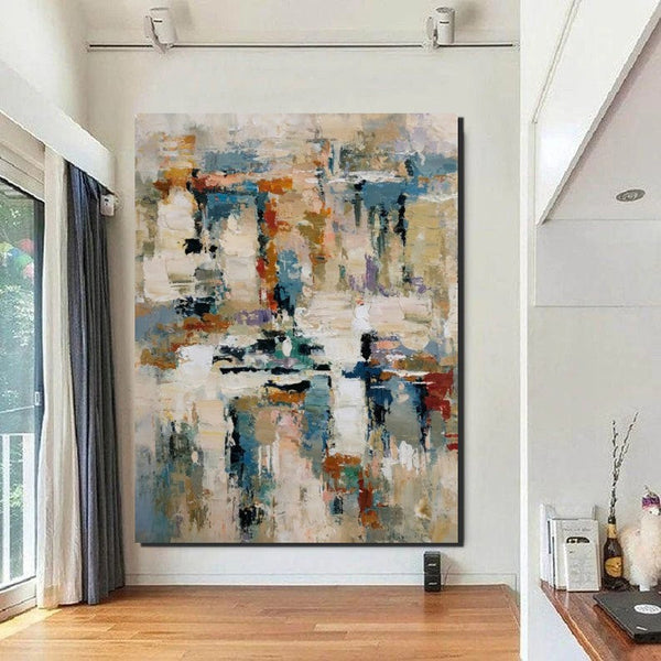 Hand Painted Canvas Art, Modern Paintings for Living Room, Simple Painting Ideas for Bedroom, Palette Knife Paintings-Silvia Home Craft