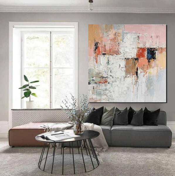Extra Large Abstract Paintings on Canvas, Hand Painted Abstract Painting, Bedroom Wall Art Ideas, Simple Painting Ideas for Bedroom-Silvia Home Craft