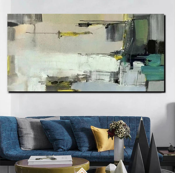 Acrylic Abstract Painting Behind Sofa, Large Painting on Canvas, Living Room Wall Art Paintings, Buy Paintings Online, Acrylic Painting for Sale-Silvia Home Craft