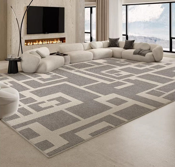 Geometric Modern Rugs for Living Room, Gray Modern Rugs for Bedroom, Contemporary Area Rugs for Dining Room-Silvia Home Craft
