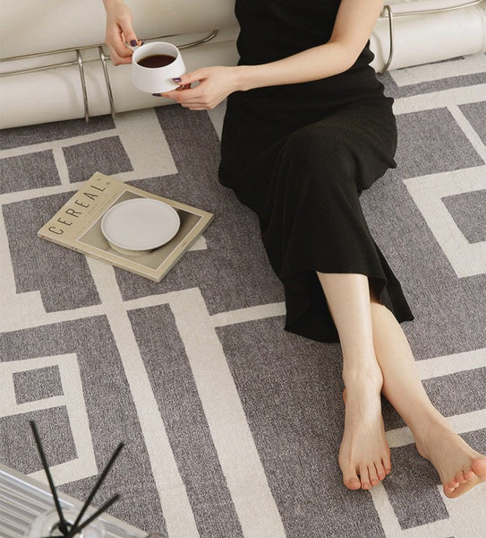 Geometric Modern Rugs for Living Room, Gray Modern Rugs for Bedroom, Contemporary Area Rugs for Dining Room-Silvia Home Craft