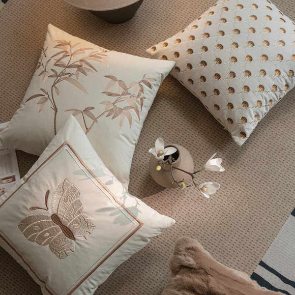 Decorative Pillow Arrangement Ideas for Couch, Modern Decorative Pillows for Bedroom, Embroidered Butterfly Pillow Covers, Large Decorative Throw Pillows for Living Room-Silvia Home Craft