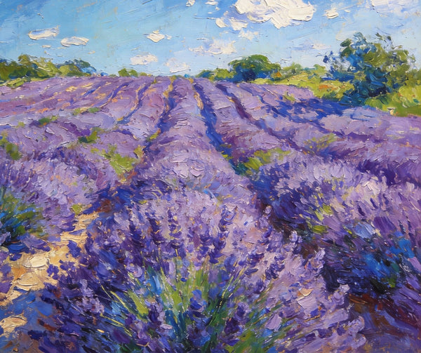 Vibrant Provence Lavender Landscape, Original Wall Art Paintings, Landscape Paintings for Living Room, Small Paintings on Canvas, Landscape Oil Paintings, Hand Painted Canvas Art-Silvia Home Craft