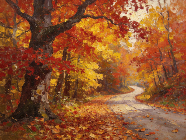 Tranquil Autumn Forest Scene, Small Oil Paintings, Original Wall Art Paintings, Hand Painted Canvas Art, Landscape Canvas Paintings for Dining Room-Silvia Home Craft