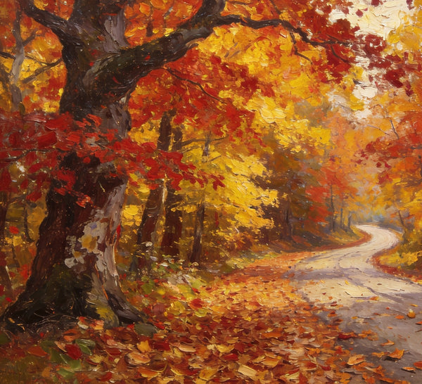 Tranquil Autumn Forest Scene, Small Oil Paintings, Original Wall Art Paintings, Hand Painted Canvas Art, Landscape Canvas Paintings for Dining Room-Silvia Home Craft