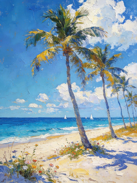 Landscape Canvas Paintings, Beachside Beauty, Seashore Painting, Beach Oil Paintings, Original Landscape Paintings, Hand Painted Canvas Art, On Canvas Small Paintings-Silvia Home Craft