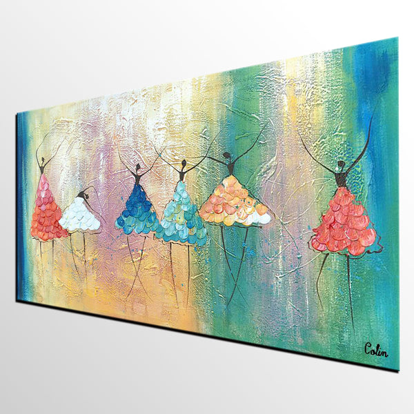 Simple Wall Art Ideas for Living Room, Ballet Dancer Painting, Large Acrylic Painting, Custom Canvas Painting, Modern Abstract Painting-Silvia Home Craft