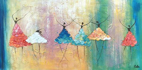 Simple Wall Art Ideas for Living Room, Ballet Dancer Painting, Large Acrylic Painting, Custom Canvas Painting, Modern Abstract Painting-Silvia Home Craft