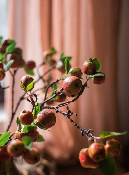 Green Apple Branch, Fruit Branch, Table Centerpiece, Beautiful Modern Flower Arrangement Ideas for Home Decoration, Simple Artificial Floral for Dining Room-Silvia Home Craft