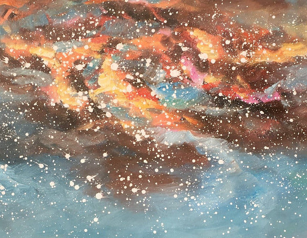 Landscape Oil Painting, Starry Night Sky Painting, Heavy Texture Painting, Custom Abstract Painting-Silvia Home Craft