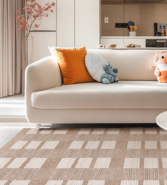 Mid Century Modern Rugs for Bedroom, Contemporary Abstract Rugs under Dining Room Table, Large Modern Rugs for Living Room-Silvia Home Craft